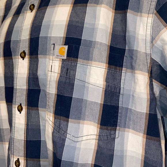 Carhartt Mens XL Relaxed Fit Casual Plaid Short Sleeve Button Up/Down Shirt - Picture 3 of 3